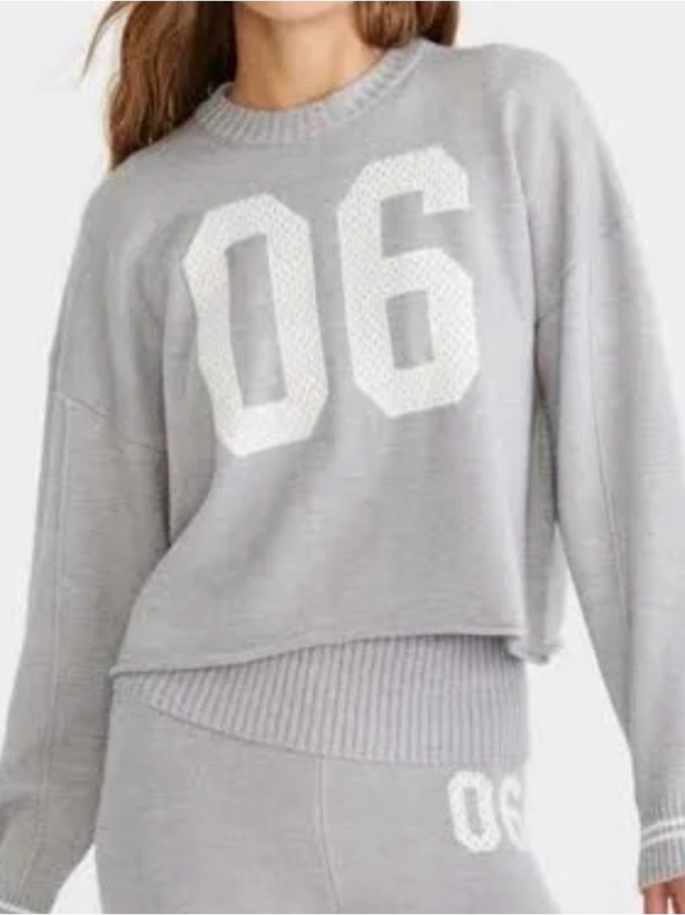 Aeropostale Gray '06' Knit Cropped Sweater - Women’s Casual Crewneck